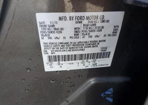 2014 Ford Edge Limited из США, поврежденный, VIN 2FMDK3KC4EBA02582